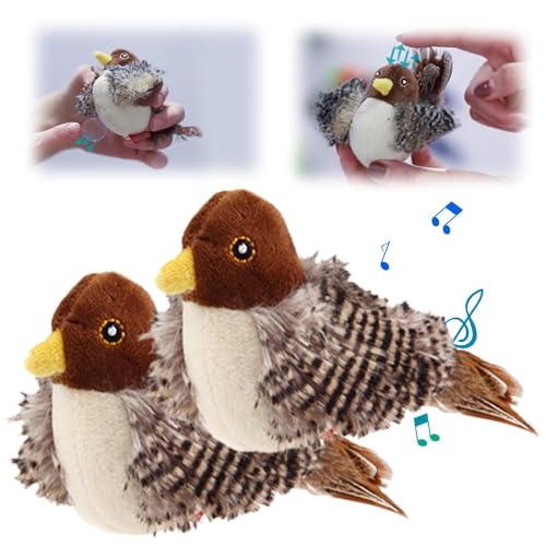 YuuFcy Katzenspielzeug, Simulierter Zwitschernder Vogel, Interaktives Zwitscherndes Vogel-Katzenspielzeug, Zwitschernder Vogel Mit Realistischem Klang Und Bewegung (2PCS) von YuuFcy