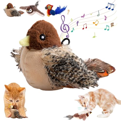 YuuFcy Katzenspielzeug Vogel, Interaktives Fliegender Vogel Katzenspielzeug, Katzenspielzeug Selbstbeschäftigung USB-Aufladung Mit 3 Modi, Flapping Bird Cat Toy Katzen Vogel Spielzeug (Huhn) von YuuFcy