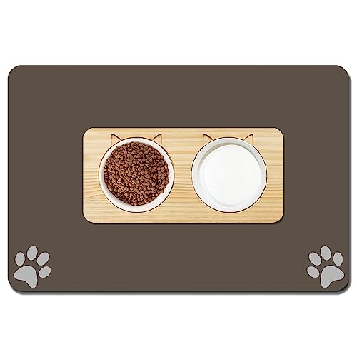 Pet Feeding Mat-Absorbent Dog Mat for Food and Water Bowl-No Stains Easy Clean Dog Water Dispenser Mat Pet Cat Dog Food Mat-Non Slip Dog Accessories-Quick Dry Dog Water Bowl Mat von Yuyouqu