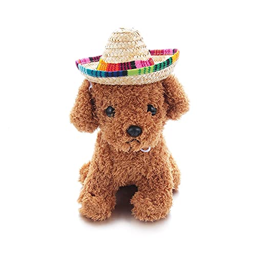 Z-LIANG 1 stück Bunte einstellbare Haustier Strohhut Katze Kostüm mexikanischer Strohhut Sombrero mit Gummiband Home Ornamente Pet Supplies von Z-LIANG