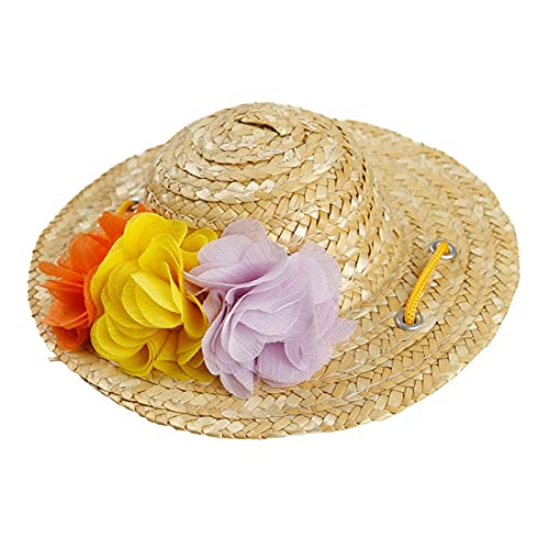 Z-LIANG Gewebt strohhund hüte einstellbar sonnengeschützt Outdoor Accessory Haustier zubehör für kleine mittelhunde dekorative Blume Katze Hut (Color : Flower Mix, Tamaño : L) von Z-LIANG