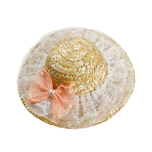 Z-LIANG Gewebt strohhund hüte einstellbar sonnengeschützt Outdoor Accessory Haustier zubehör für kleine mittelhunde dekorative Blume Katze Hut (Color : Flower pink, Tamaño : L) von Z-LIANG