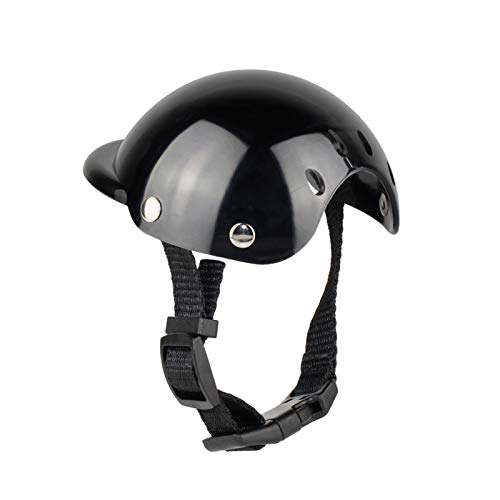 Z-LIANG Haustiermotorrad Helm Hundekappe Cosplay Kostüm mit Schutzkissen Kopfschmuck für Haushäusche Verzierungen (Color : Black, Size : S) von Z-LIANG