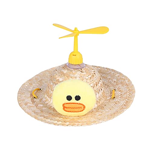 Z-LIANG Lustiger Stroh Sommer Regenschirm Hut Hund Hund Dekoration Spielzeug Hundebedarf Mode Helm Pet Hat (Color : Yellow Duck, Tamaño : S) von Z-LIANG