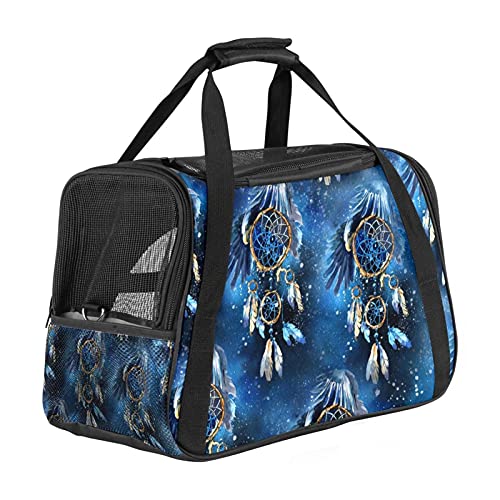 Blauer Traumfänger Weiche Reisetasche für Hunde und Katzen Von der Fluggesellschaft zugelassen extrem atmungsaktiv 43x26x30 cm von Z&Q