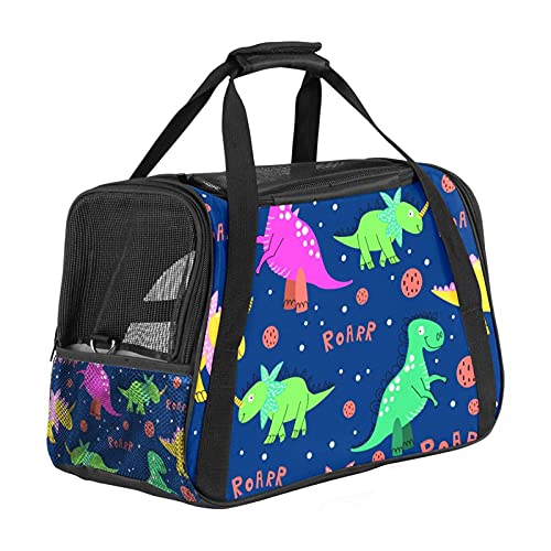 Bunte Dinosaurier Weiche Reisetasche für Hunde und Katzen Von der Fluggesellschaft zugelassen extrem atmungsaktiv 43x26x30 cm von Z&Q