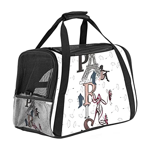 Eiffelturm Weiche Reisetasche für Hunde und Katzen Von der Fluggesellschaft zugelassen extrem atmungsaktiv 43x26x30 cm von Z&Q