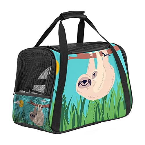 Faultier grünes Tier Weiche Reisetasche für Hunde und Katzen Von der Fluggesellschaft zugelassen extrem atmungsaktiv 43x26x30 cm von Z&Q