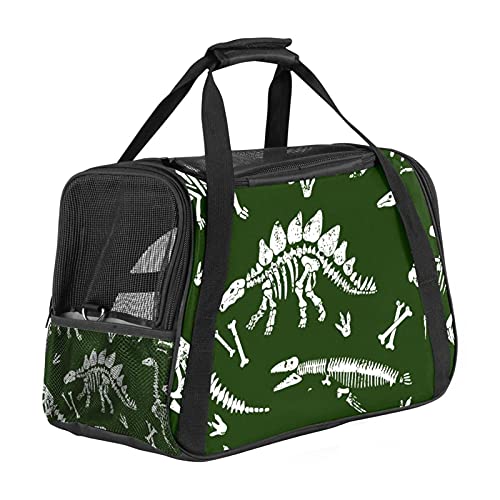 Grüner Dinosaurierschädel Weiche Reisetasche für Hunde und Katzen Von der Fluggesellschaft zugelassen extrem atmungsaktiv 43x26x30 cm von Z&Q