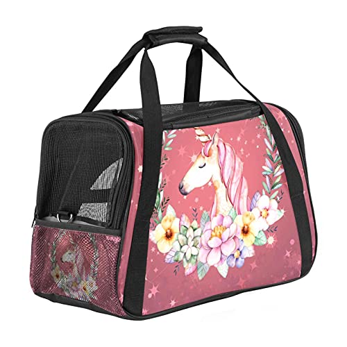 Katzentrage Lila Rotes Einhorn Haustiertragetasche Fluggesellschaft Zugelassen Für Kleine Mittelgroße Katzen Hunde Welpen Kätzchen 43x26x30 cm von Z&Q