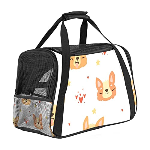 Katzentrage Süße Corgi Hundesterne Haustiertragetasche Fluggesellschaft zugelassen für kleine mittelgroße Katzen Hunde Welpen Kätzchen 43x26x30 cm von Z&Q