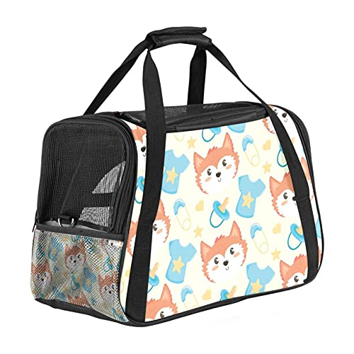 Katzentrage Süßer Baby-Fuchskopf Haustiertragetasche Fluggesellschaft zugelassen für kleine mittelgroße Katzen Hunde Welpen Kätzchen 43x26x30 cm von Z&Q