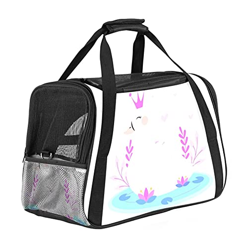 Reisetragetasche Für Haustiere Cartoon Schwan Lila Tragbare Reisetasche Für Hunde Oder Katzen Mit Sicherheitsreißverschlüssen 43x26x30 cm von Z&Q