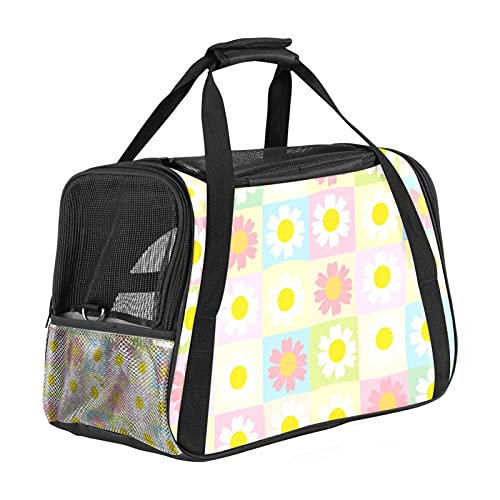 Reisetragetasche Für Haustiere Gitter Sonnenblume Tragbare Reisetasche Für Hunde Oder Katzen Mit Sicherheitsreißverschlüssen 43x26x30 cm von Z&Q