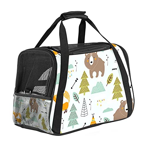 Reisetragetasche für Haustiere Bärenfuchskiefer Tragbare Reisetasche für Hunde oder Katzen mit Sicherheitsreißverschlüssen 43x26x30 cm von Z&Q