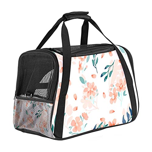 Reisetragetasche für Haustiere Blumen Malerei Tragbare Reisetasche für Hunde oder Katzen mit Sicherheitsreißverschlüssen 43x26x30 cm von Z&Q