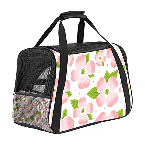 Reisetragetasche für Haustiere Blumenmuster Tragbare Reisetasche für Hunde oder Katzen mit Sicherheitsreißverschlüssen 43x26x30 cm von Z&Q