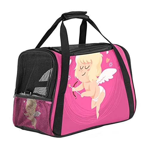 Reisetragetasche für Haustiere Engel Cartoon Tragbare Reisetasche für Hunde oder Katzen mit Sicherheitsreißverschlüssen 43x26x30 cm von Z&Q