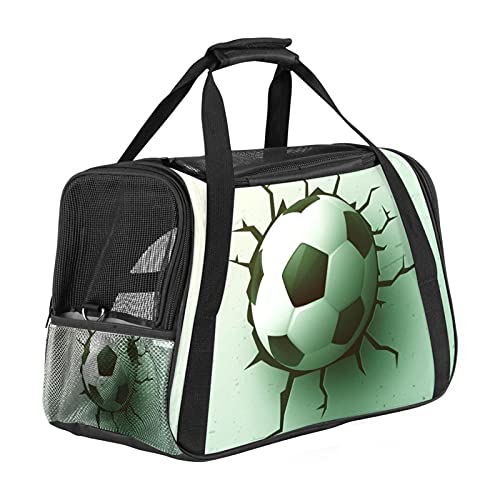 Reisetragetasche für Haustiere Fußball Fußballsport Tragbare Reisetasche für Hunde oder Katzen mit Sicherheitsreißverschlüssen 43x26x30 cm von Z&Q