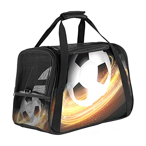 Reisetragetasche für Haustiere Fußball glühend Tragbare Reisetasche für Hunde oder Katzen mit Sicherheitsreißverschlüssen 43x26x30 cm von Z&Q