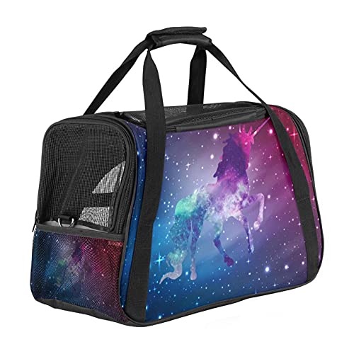 Reisetragetasche für Haustiere Galaxie Einhorn Tragbare Reisetasche für Hunde oder Katzen mit Sicherheitsreißverschlüssen 43x26x30 cm von Z&Q