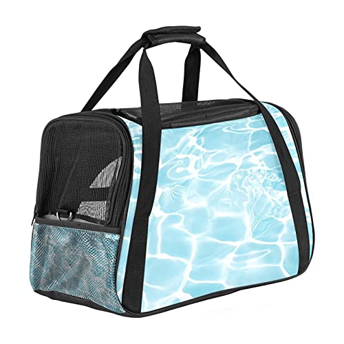 Reisetragetasche für Haustiere Meerwasser Blau Tragbare Reisetasche für Hunde oder Katzen mit Sicherheitsreißverschlüssen 43x26x30 cm von Z&Q