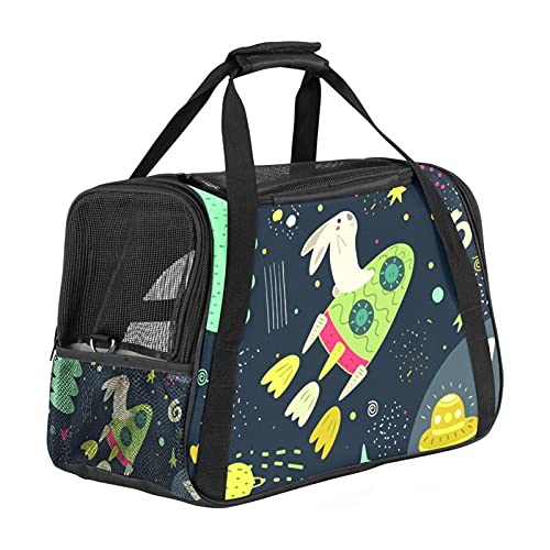 Reisetragetasche für Haustiere Raumschiff-Universum Tragbare Reisetasche für Hunde oder Katzen mit Sicherheitsreißverschlüssen 43x26x30 cm von Z&Q