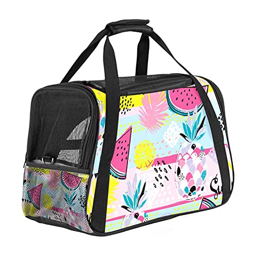 Reisetragetasche für Haustiere Sommerfrucht Tragbare Reisetasche für Hunde oder Katzen mit Sicherheitsreißverschlüssen 43x26x30 cm von Z&Q