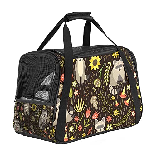 Reisetragetasche für Haustiere Waschbären Tier Tragbare Reisetasche für Hunde oder Katzen mit Sicherheitsreißverschlüssen 43x26x30 cm von Z&Q