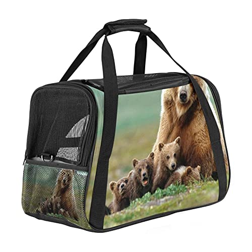 Reisetragetasche für Haustiere süßer Tierbär Tragbare Reisetasche für Hunde oder Katzen mit Sicherheitsreißverschlüssen 43x26x30 cm von Z&Q