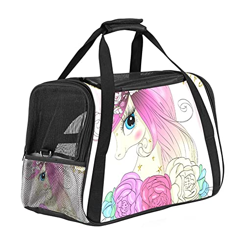 Schönes Einhorn Weiche Reisetasche für Hunde und Katzen Von der Fluggesellschaft zugelassen extrem atmungsaktiv 43x26x30 cm von Z&Q