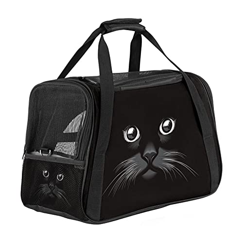 Schwarze Katzenaugen Weiche Reisetasche für Hunde und Katzen Von der Fluggesellschaft zugelassen extrem atmungsaktiv 43x26x30 cm von Z&Q