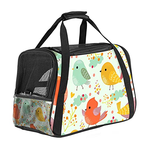 Süße Bunte Vögel Weiche Reisetasche für Hunde und Katzen Von der Fluggesellschaft zugelassen extrem atmungsaktiv 43x26x30 cm von Z&Q