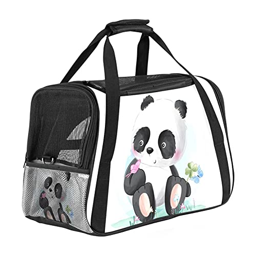 Tragetasche Für Haustiere Cartoon-Panda-Vogel Für Mittelgroße Katzen Und Kleine Hunde Mit 3 Türen Und Schultergurt, Leicht Zu Verstauen 43x26x30 cm von Z&Q