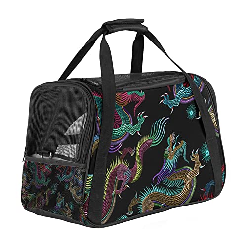 chinesischer Drachen Weiche Reisetasche für Hunde und Katzen Von der Fluggesellschaft zugelassen extrem atmungsaktiv 43x26x30 cm von Z&Q