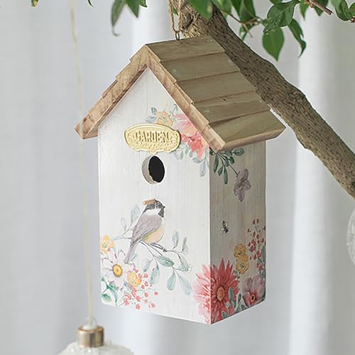 Z² BellaDecor Holz Kolibri Haus Vogelhäuser für Draußen Dekorative Vogelhäuser für Draußen Hängende Vogelhaus Einzigartiges Vogelnest für Garten Terrasse Hof Rasen Hinterhof Dekor von Z² BellaDecor