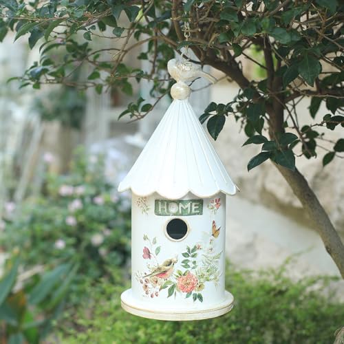 Z² BellaDecor Vogelhäuser zum Aufhängen aus Metall für den Außenbereich, einzigartiges Vogelnest für Bluebird Zaunkönig, Küken, Spatzen, Vogelnest für Garten, Terrasse von Z² BellaDecor