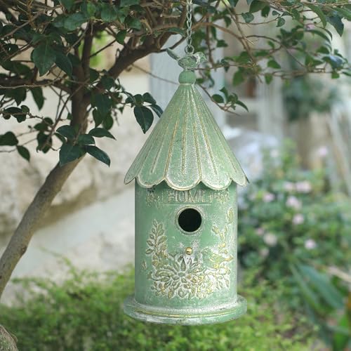 Z² BellaDecor Vogelhäuser zum Aufhängen aus Metall für den Außenbereich, einzigartiges Vogelnest für Bluebird Zaunkönig, Küken, Spatzen, Vogelnest für Garten, Terrasse von Z² BellaDecor