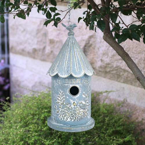 Z² BellaDecor Vogelhäuser zum Aufhängen aus Metall für den Außenbereich, einzigartiges Vogelnest für Bluebird Zaunkönig, Küken, Spatzen, Vogelnest für Garten, Terrasse von Z² BellaDecor