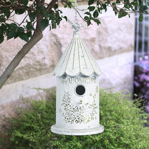 Z² BellaDecor Vogelhäuser zum Aufhängen aus Metall für den Außenbereich, einzigartiges Vogelnest für Bluebird Zaunkönig, Küken, Spatzen, Vogelnest für Garten, Terrasse von Z² BellaDecor