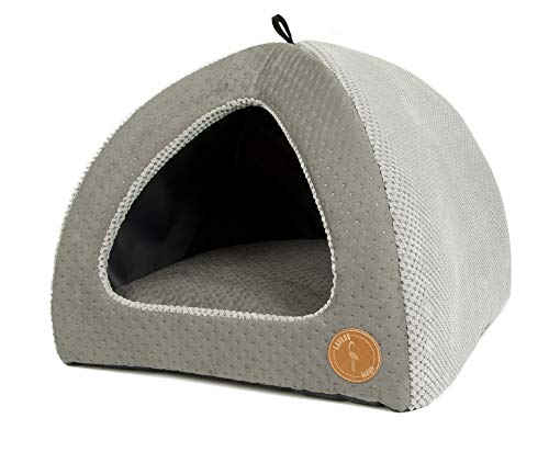 Z4L Lauren Design Hundehöhle | Katzenhöhle | Hundebett | Kuschelhöhle Hund Bella Grau gesteppt + Grau 50cm x 50cm von Z4L