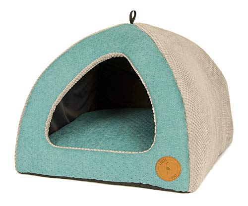 Z4L Lauren Design Hundehöhle | Katzenhöhle | Hundebett | Kuschelhöhle Hund Bella Türkis gesteppt + Grau 50cm x 50cm von Z4L