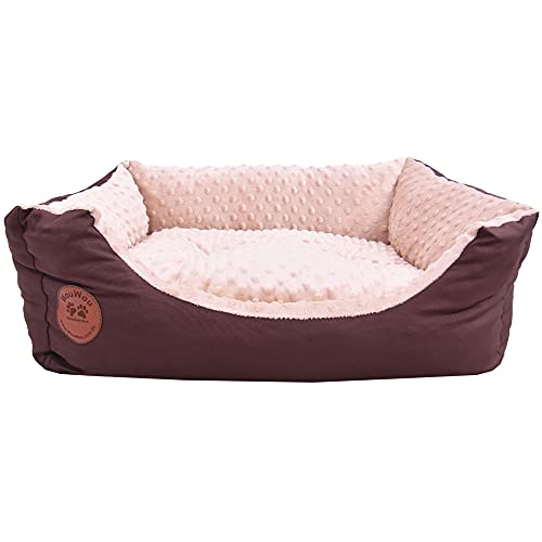 Z4L WauWau Haustierbett Beige Minky, Braun für Hunde & Katzen Schlafplatz, Haustier Ruheplatz - 50cm x 40cm von Z4L