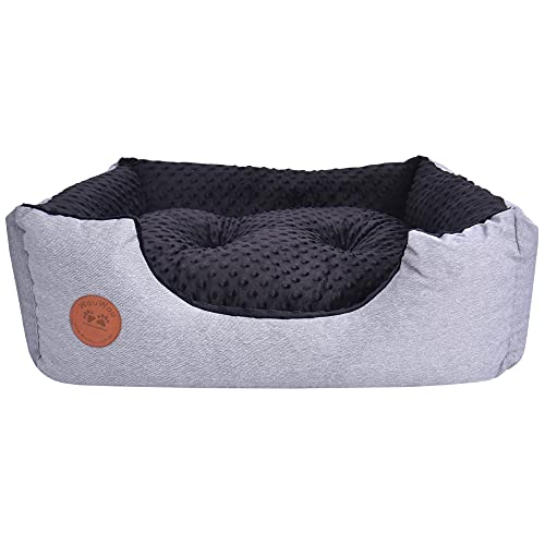 Z4L WauWau Haustierbett schwarz Minky, grau für Hunde & Katzen Schlafplatz, Haustier Ruheplatz - 60cm x 50cm von Z4L