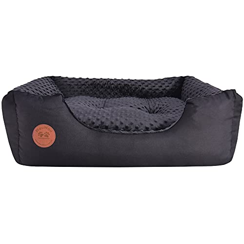 Z4L WauWau Haustierbett schwarz Minky, schwarz für Hunde & Katzen Schlafplatz, Haustier Ruheplatz - 60cm x 50cm von Z4L