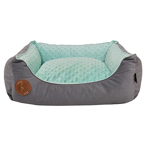 Z4L WauWau Hundebett CEZAR grau Velvet/Mint Minky 60cm x 50cm von Z4L