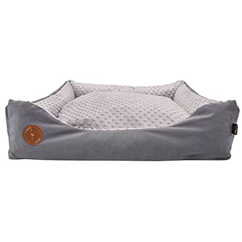 Z4L WauWau Hundebett CEZAR grau Velvet/grau Minky 80cm x 70cm von Z4L