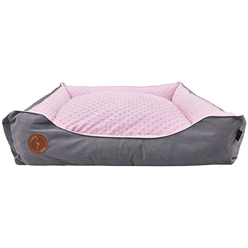 Z4L WauWau Hundebett CEZAR grau Velvet/rosa Minky 80cm x 70cm von Z4L