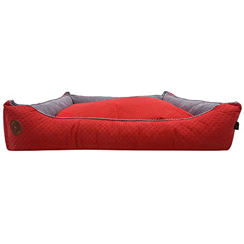 Z4L WauWau Hundebett CEZAR rot gesteppt/grau 110cm x 90cm von Z4L