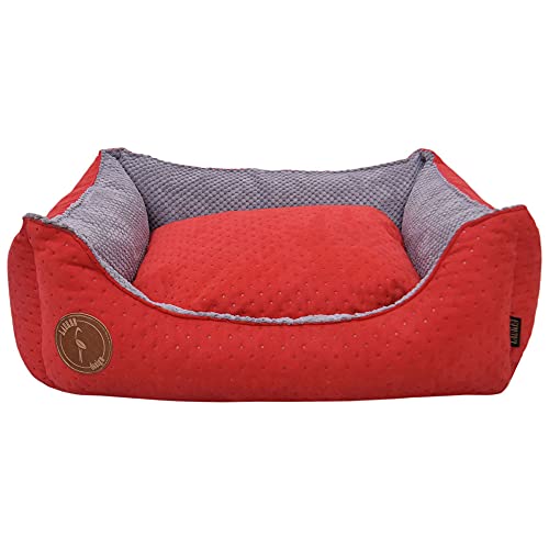 Z4L WauWau Hundebett CEZAR rot gesteppt/grau 60cm x 50cm von Z4L